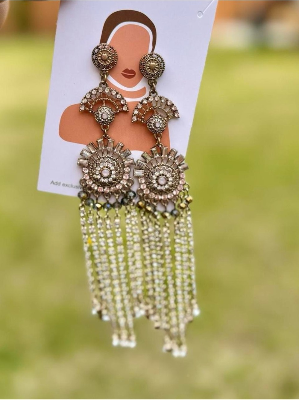 Windsor Champagne Gold Rhinestone Fringe Drop Earrings
